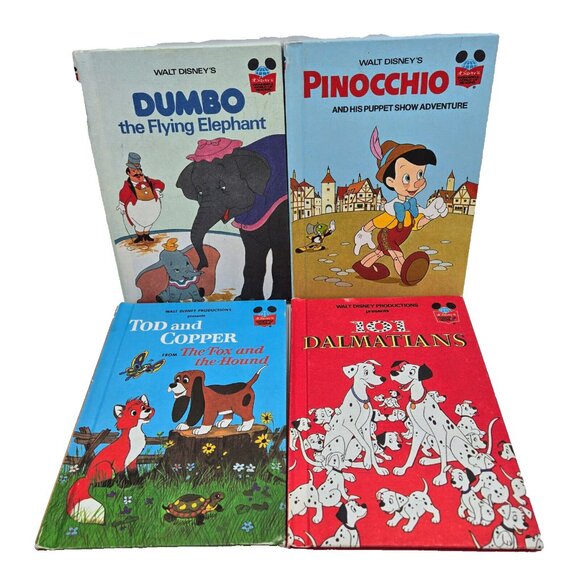 Disney Grolier Book Club Books Dumbo Pinocchio Fox And The Hound 101 Dalmatians - Picture 1 of 16
